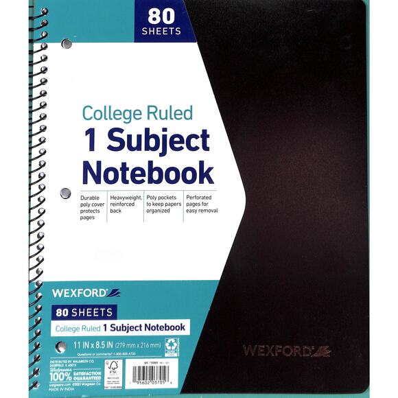 Wexford 2x 3 Subject and 1x 1 Subject Notebooks - Lot of 3 - Picture 4 of 4